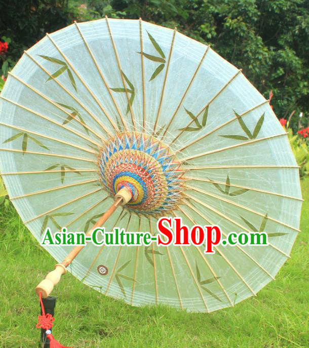 Chinese Traditional Artware Paper Umbrella Classical Dance Printing Bamboo Leaf Oil-paper Umbrella Handmade Umbrella