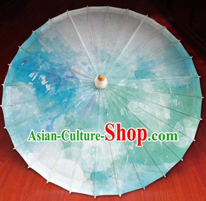 Chinese Traditional Artware Printing Umbrella Classical Dance Green Oil-paper Umbrella Handmade Umbrella
