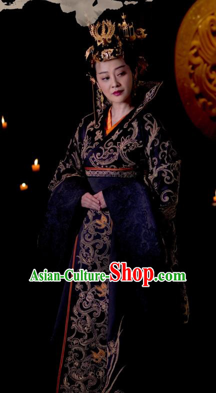 Chinese Ancient Nirvana in Fire Southern and Northern Dynasties Empress Embroidered Replica Costume and Headpiece Complete Set