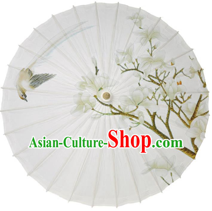 Chinese Traditional Artware Paper Umbrellas Printing Mangnolia Magpie Oil-paper Umbrella Handmade Umbrella