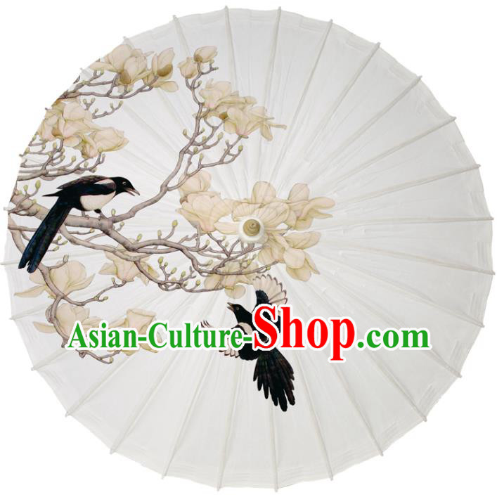 Chinese Traditional Artware Dance Umbrella Printing Mangnolia Birds Paper Umbrellas Oil-paper Umbrella Handmade Umbrella