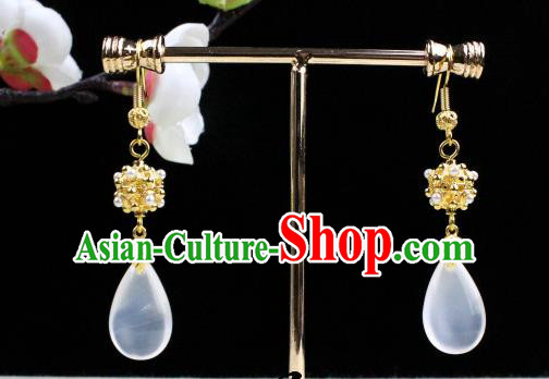 Chinese Handmade Classical Accessories Opal Earrings Hanfu Eardrop for Women