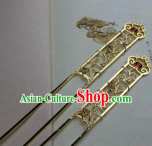 Chinese Handmade Classical Hair Accessories Hairpin Red Crystal Hair Stick Hanfu Hairpins for Women