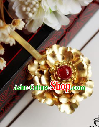 Chinese Handmade Classical Hair Accessories Wedding Hairpins Hanfu Golden Flower Hair Stick for Women