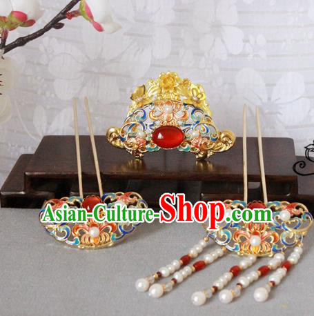 Chinese Handmade Classical Hair Accessories Wedding Hairpins Hanfu Tassel Step Shake for Women