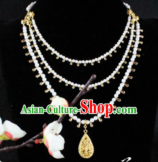 Chinese Handmade Classical Wedding Accessories Princess Beads Necklace Hanfu Necklet for Women