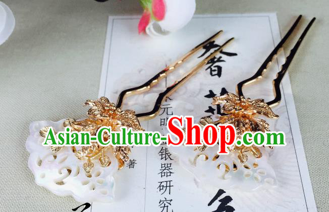 Chinese Handmade Classical Hair Accessories Wedding Shell Butterfly Hair Stick Hairpins for Women