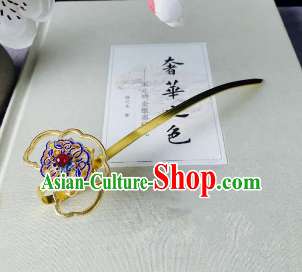 Chinese Handmade Classical Hair Accessories Golden Hairpins Blueing Hair Stick for Women