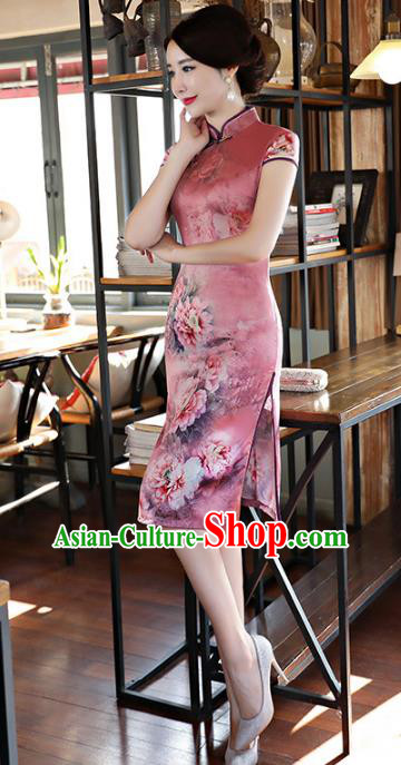 Chinese Traditional Mandarin Qipao Dress National Costume Tang Suit Silk Cheongsam for Women