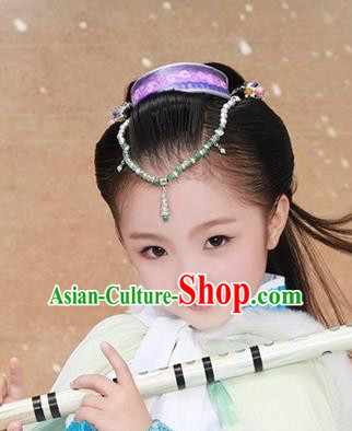 Traditional Chinese Ancient Hair Accessories Frontlet Hair Coronet and Hairpins for Kids