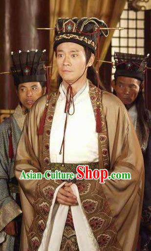 Chinese Ancient Tang Dynasty Minister Lou Shide Replica Costume for Men