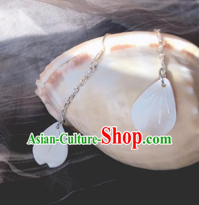 Traditional Chinese Ancient Jewelry Accessories White Shell Earrings Eardrop for Women