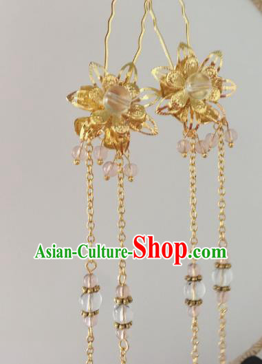 Traditional Chinese Ancient Hair Accessories Hair Clip Golden Tassel Step Shake Hanfu Hairpins for Women