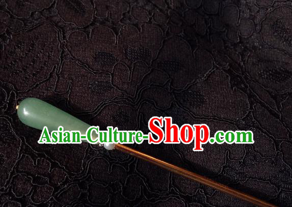 Traditional Chinese Ancient Hair Accessories Hair Clip Green Jade Hanfu Hairpins for Women