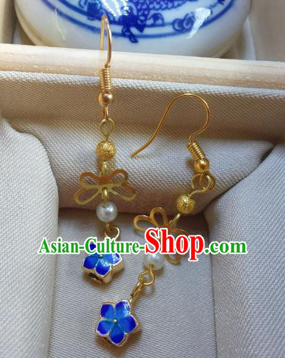 Traditional Chinese Ancient Jewelry Accessories Blueing Flowers Earrings Eardrop for Women