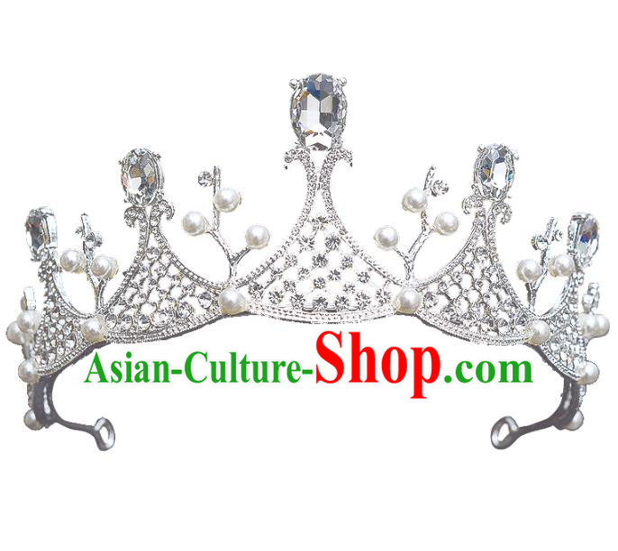 Handmade Bride Wedding Hair Accessories Princess Crystal Hair Clasp Royal Crown for Women