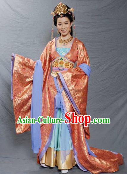 Traditional Chinese Ancient Princess Tang Dynasty Palace Lady Embroidered Replica Costume for Women