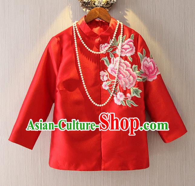 Chinese Traditional National Cheongsam Upper Outer Garment Tangsuit Qipao Embroidered Jacket for Women