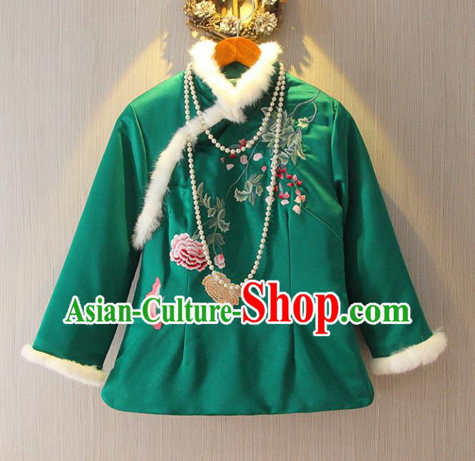 Chinese Traditional National Costume Tangsuit Embroidered Upper Outer Garment Shirts for Women