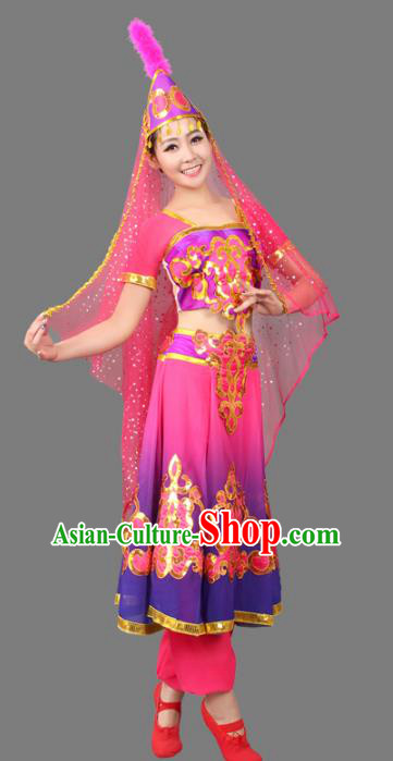 Traditional Chinese Uyghur Nationality Costume, Chinese Uigurian Minority Nationality Dance Dress for Women