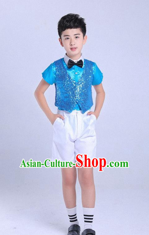 Traditional Chinese Modern Dance Compere Costume, Chorus Singing Group Boys Clothing for Kids