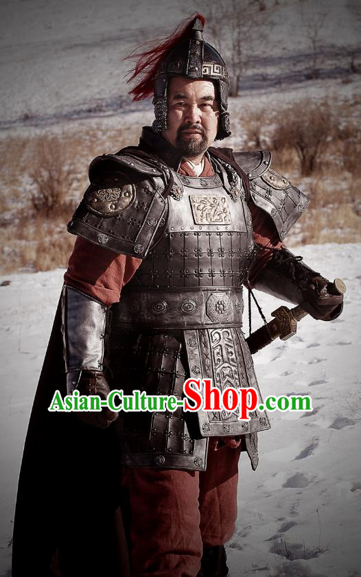 Chinese Ancient Han Dynasty General Xiao He Replica Costume Helmet and Armour for Men