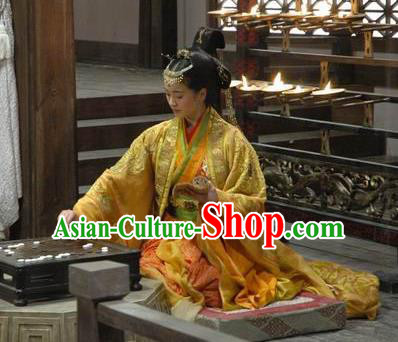 Traditional Ancient Chinese Han Dynasty Prime Minister Dowager Xin Zhui Hanfu Dress Replica Costume for Women