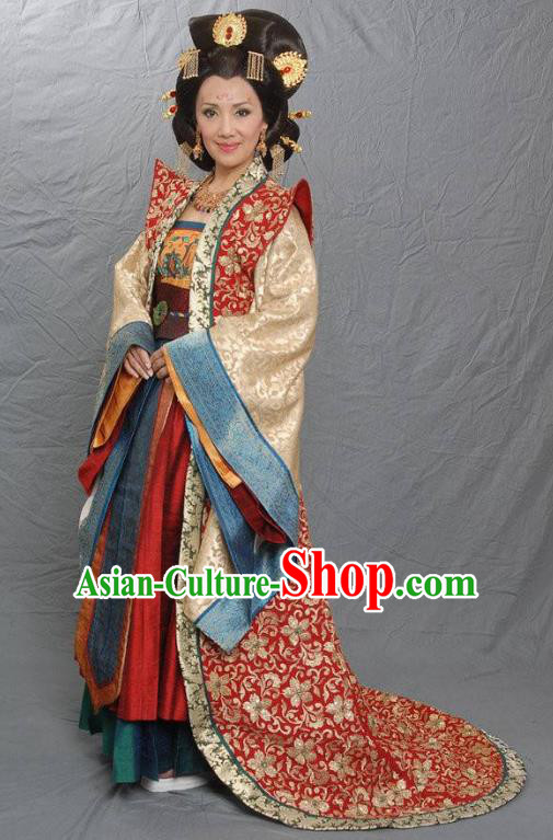 Chinese Tang Dynasty Dowager Concubine Zheng Embroidered Hanfu Dress Ancient Queen Mother Replica Costume for Women