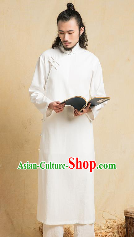 Top Grade Kung Fu Costume Martial Arts Training White Gown Gongfu Wushu Tang Suit Clothing for Men