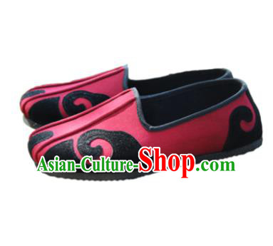 Chinese Traditional Handmade Tai Chi Red Cloth Shoes Martial Arts Shoes Kung Fu Shoes for Men