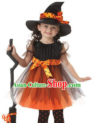 Top Grade Stage Performance Costume, Professional Halloween Cosplay Witch Dress for Kids