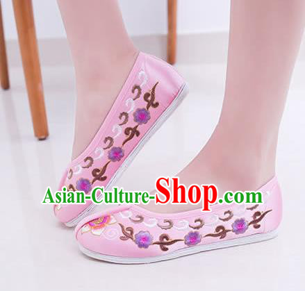 Chinese Traditional Handmade Embroidery Shoes Pink Embroidered Shoes for Women