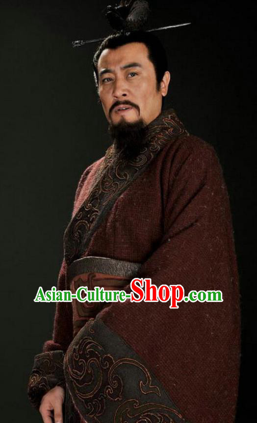 Chinese Ancient Three Kingdoms Period Shu Kingdom Liu Bei Replica Costume for Men