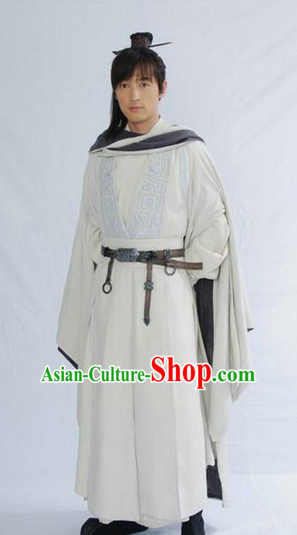 Chinese Ancient Qin Dynasty Swordsman Knight-errant Replica Costume for Men