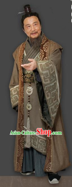 Chinese Ancient Qin Dynasty Prime Minister Lv Replica Costume for Men