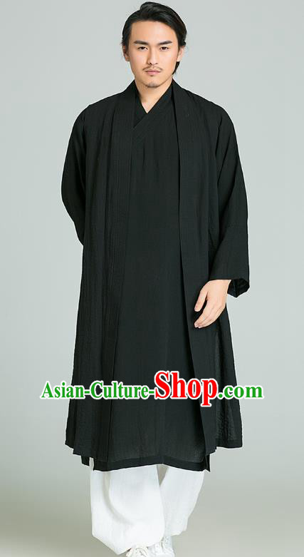 Top Grade Kung Fu Costume Martial Arts Training Black Long Gown Gongfu Wushu Tang Suit Clothing for Men