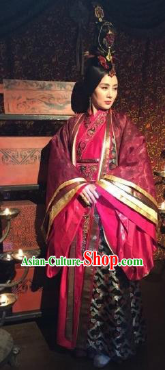 Traditional Chinese Ancient Chu Kingdom Queen Wei Dress Embroidered Replica Costume for Women