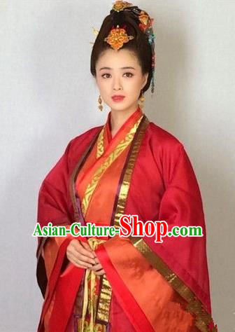 Traditional Chinese Ancient Chu Kingdom Imperial Concubine Ju Hanfu Dress Embroidered Replica Costume for Women