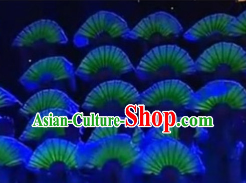 Professional Stage Performance Luminous Dance Fans Glowing in Dark Dancing Fan Hands Props