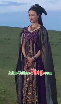 Chinese Ancient Han Dynasty Huns Princess Replica Costume for Women