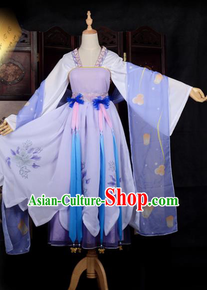 Chinese Ancient Young Lady Costume Cosplay Fairy Swordswoman Dress Hanfu Clothing for Women