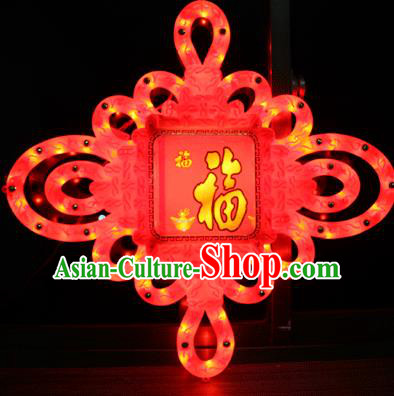 Traditional Handmade Chinese Lanterns Spring Festival Chinese Knots Electric Character Fortune LED Lights Lamps Hanging Lamp Decoration