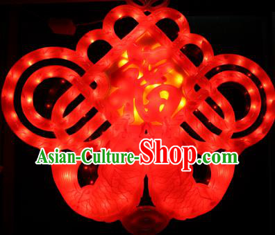 Traditional Handmade Chinese Lanterns Spring Festival Double Fishes Chinese Knots Electric Character Fortune LED Lights Lamps Hanging Lamp Decoration