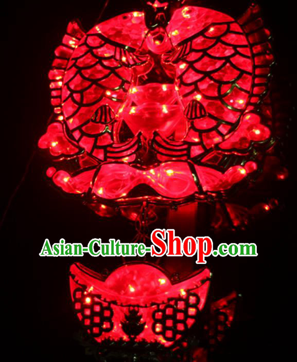 Traditional Handmade Chinese Lanterns Spring Festival Double Fishes Electric LED Lights Lamps Hanging Lamp Decoration