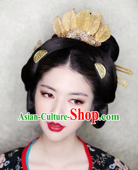 Traditional Chinese Ancient Lotus Coronet Classical Hair Accessories Handmade Hairpins for Women