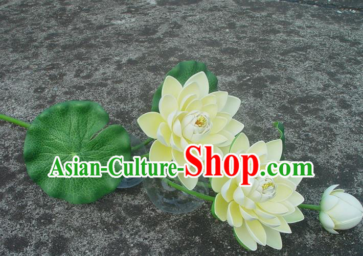 Traditional Handmade Chinese Beige Lotus Decoration Buddhist Temple Decoration