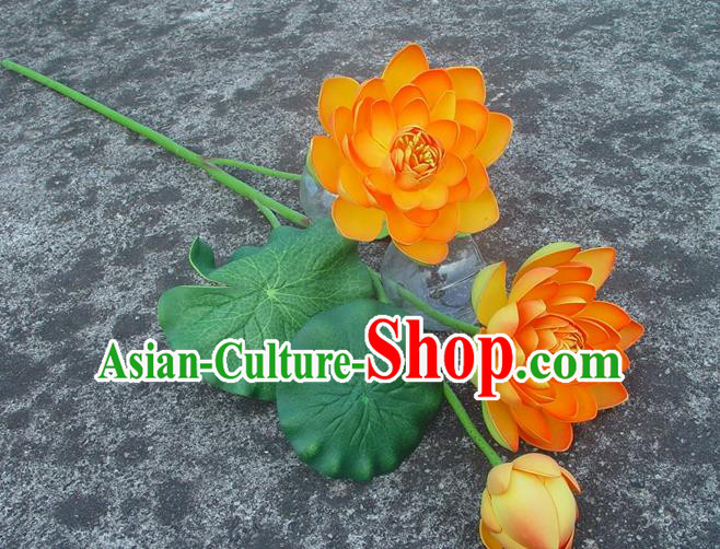 Traditional Handmade Chinese Orange Lotus Decoration Buddhist Temple Decoration