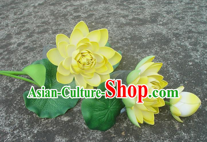 Traditional Handmade Chinese Yellow Lotus Decoration Buddhist Temple Decoration