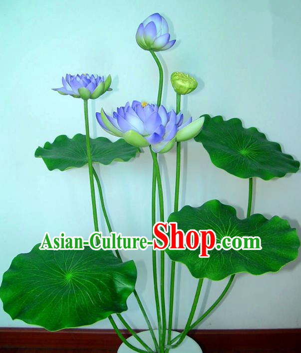 Traditional Handmade Chinese Purple Lotus Bonsai Decoration Buddhist Temple Decoration