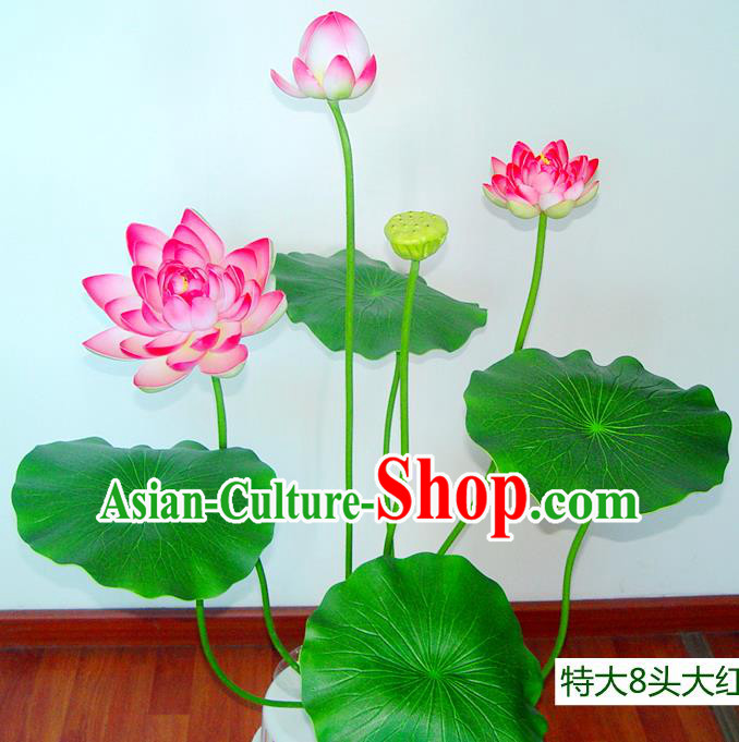 Traditional Handmade Chinese Red Lotus Bonsai Decoration Buddhist Temple Decoration